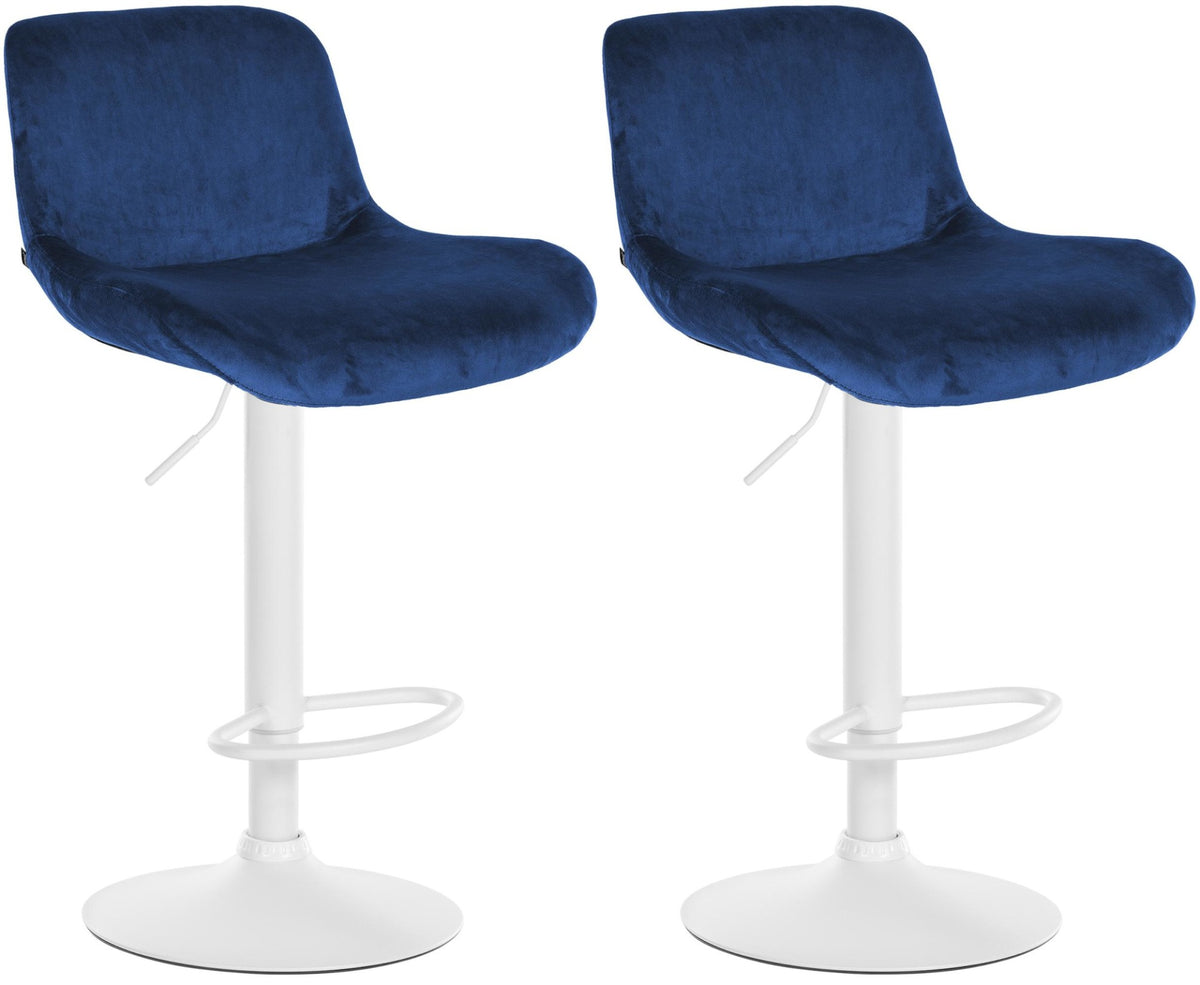 Set van 2 barkrukken Solon Wit blauw,Fluweel blau
