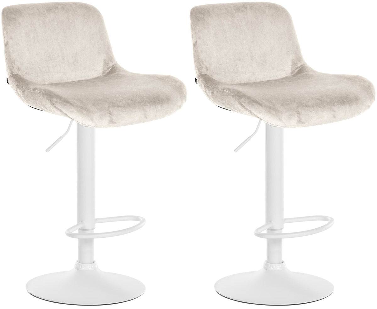 Set van 2 barkrukken Solon Wit creme,Fluweel creme