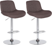 Set van 2 barkrukken Solon chroom donkerbruin,Stof dunkelbraun