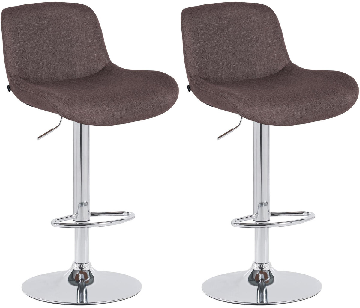 Set van 2 barkrukken Solon chroom donkerbruin,Stof dunkelbraun