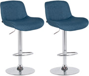 Set van 2 barkrukken Solon chroom blauw,Stof blau