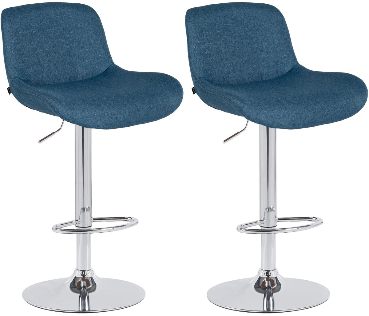 Set van 2 barkrukken Solon chroom blauw,Stof blau
