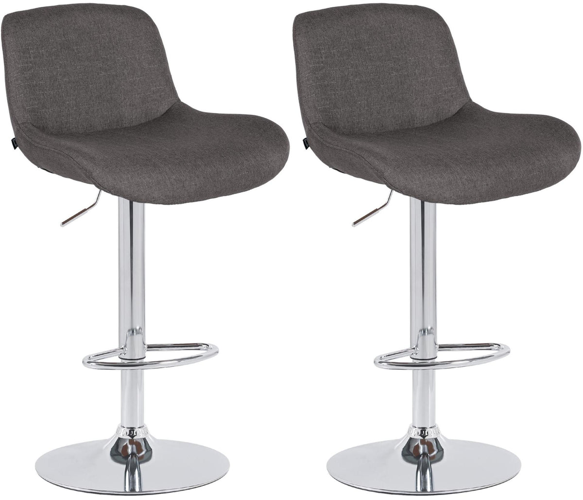 Set van 2 barkrukken Solon chroom donkergrijs,Stof dunkelgrau
