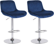 Set van 2 barkrukken Solon chroom blauw,Fluweel blau