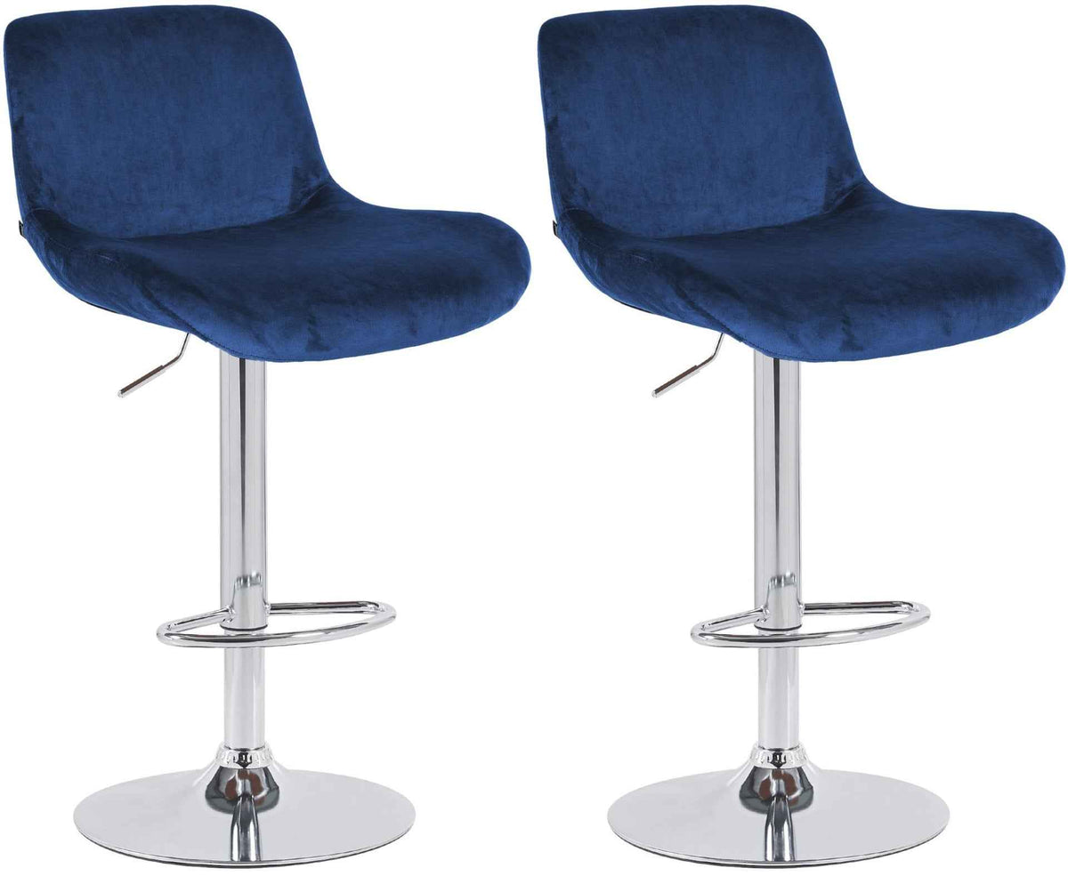 Set van 2 barkrukken Solon chroom blauw,Fluweel blau