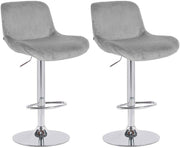 Set van 2 barkrukken Solon chroom grijs,Fluweel grau