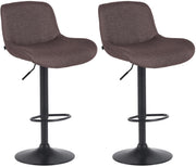 Set van 2 barkrukken Solon zwart donkerbruin,Stof dunkelbraun