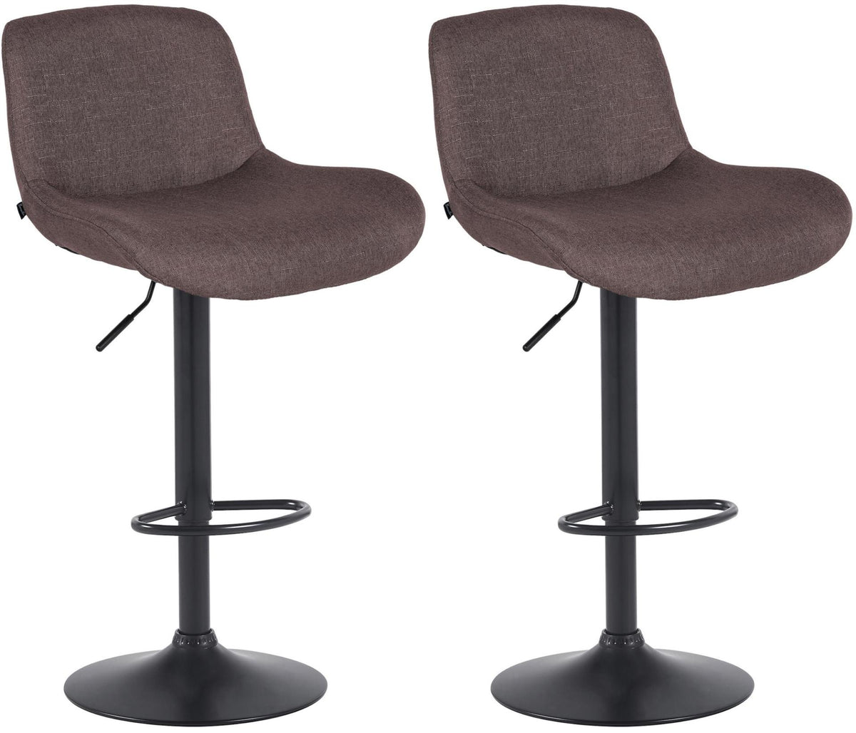 Set van 2 barkrukken Solon zwart donkerbruin,Stof dunkelbraun