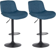 Set van 2 barkrukken Solon zwart blauw,Stof blau