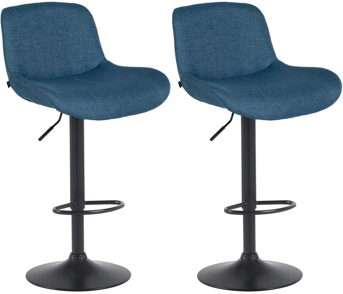 Set van 2 barkrukken Solon zwart blauw,Stof blau