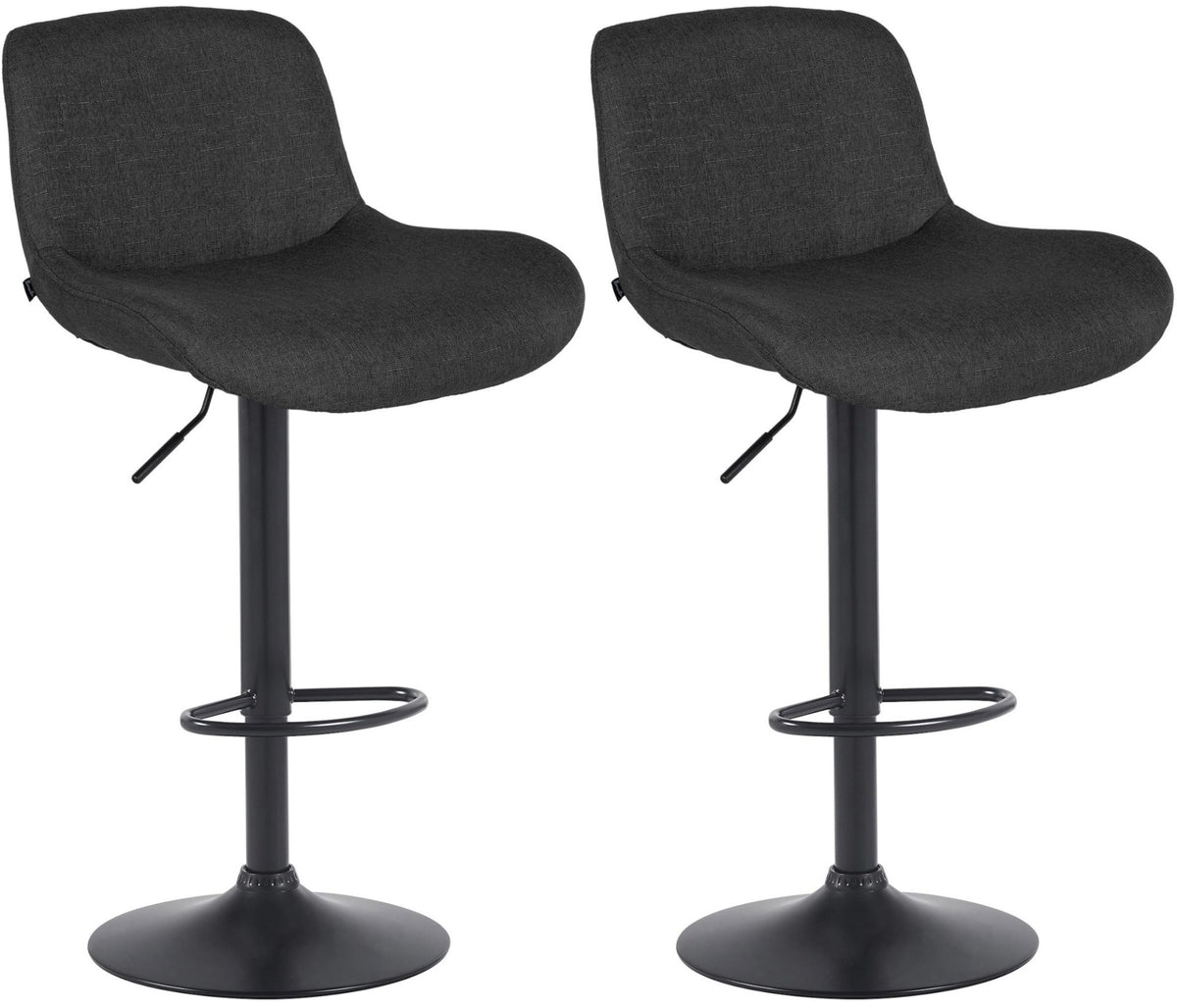 Set van 2 barkrukken Solon zwart zwart,Stof schwarz