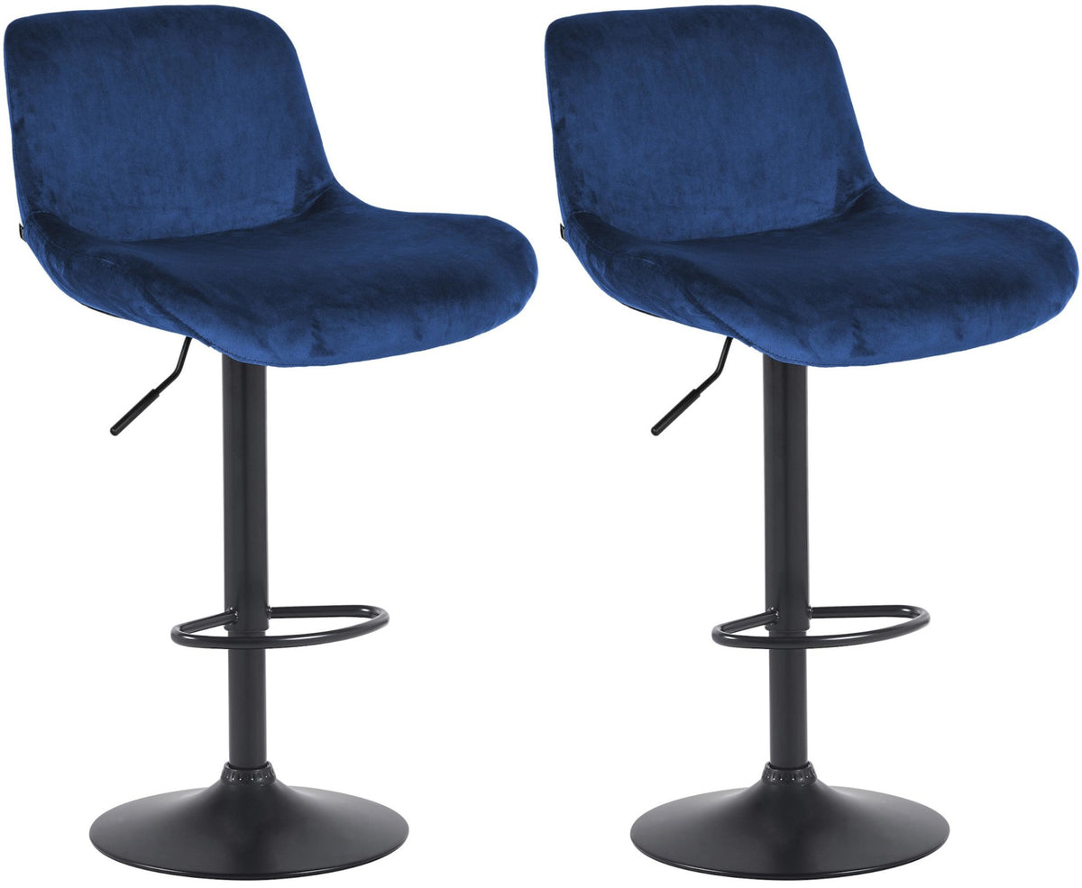 Set van 2 barkrukken Solon zwart blauw,Fluweel blau