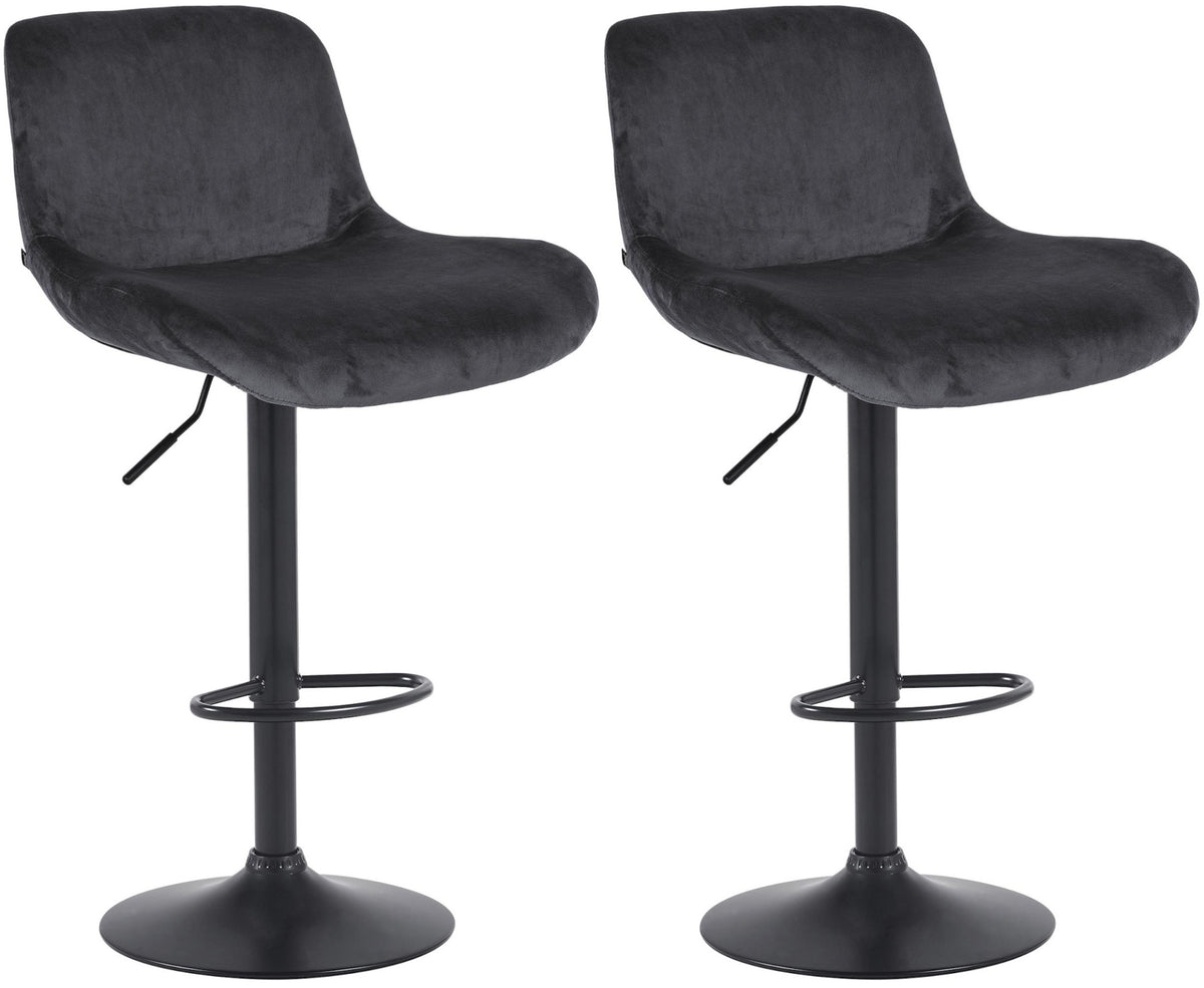 Set van 2 barkrukken Solon zwart zwart,Fluweel schwarz