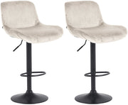 Set van 2 barkrukken Solon zwart creme,Fluweel creme