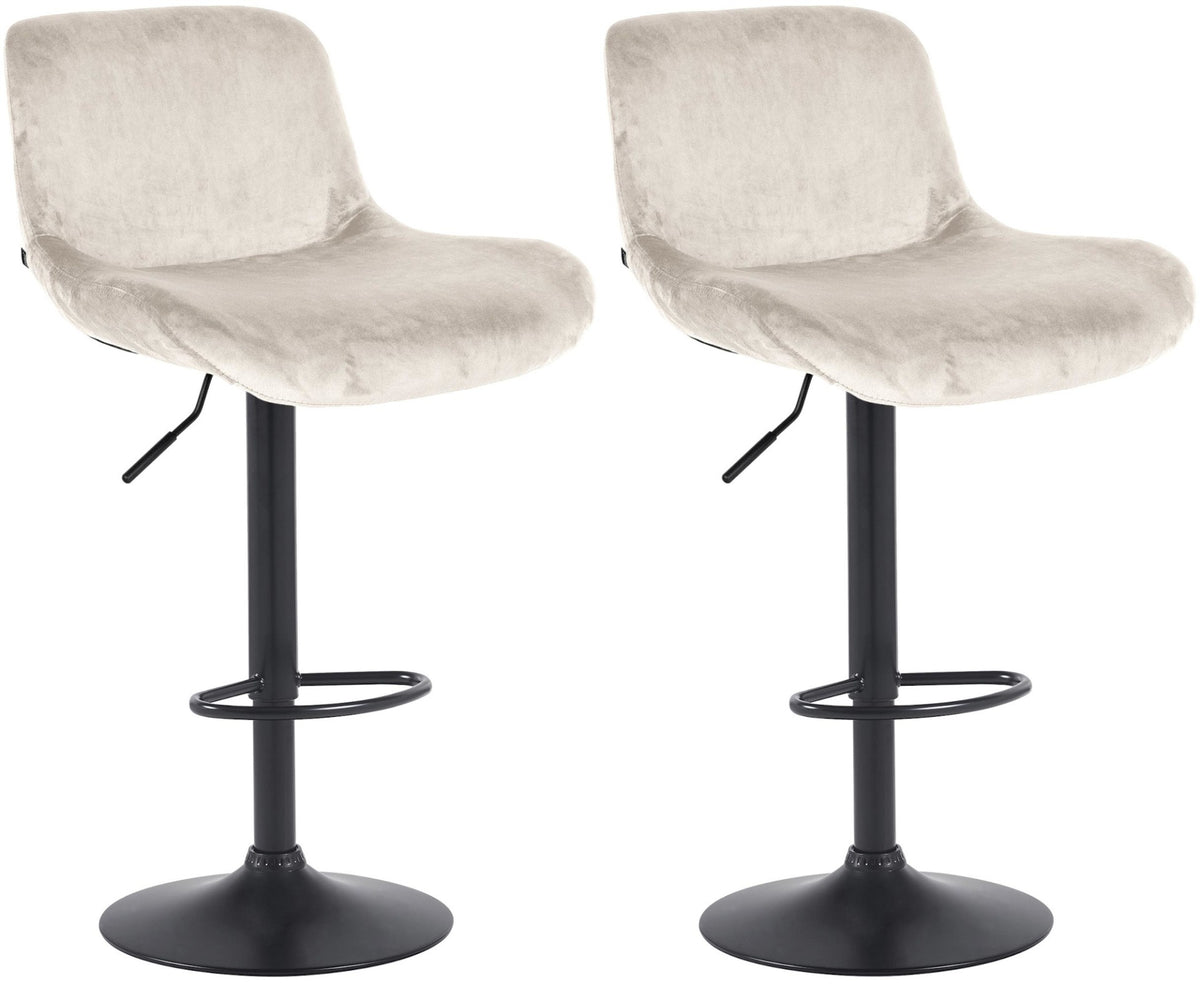 Set van 2 barkrukken Solon zwart creme,Fluweel creme