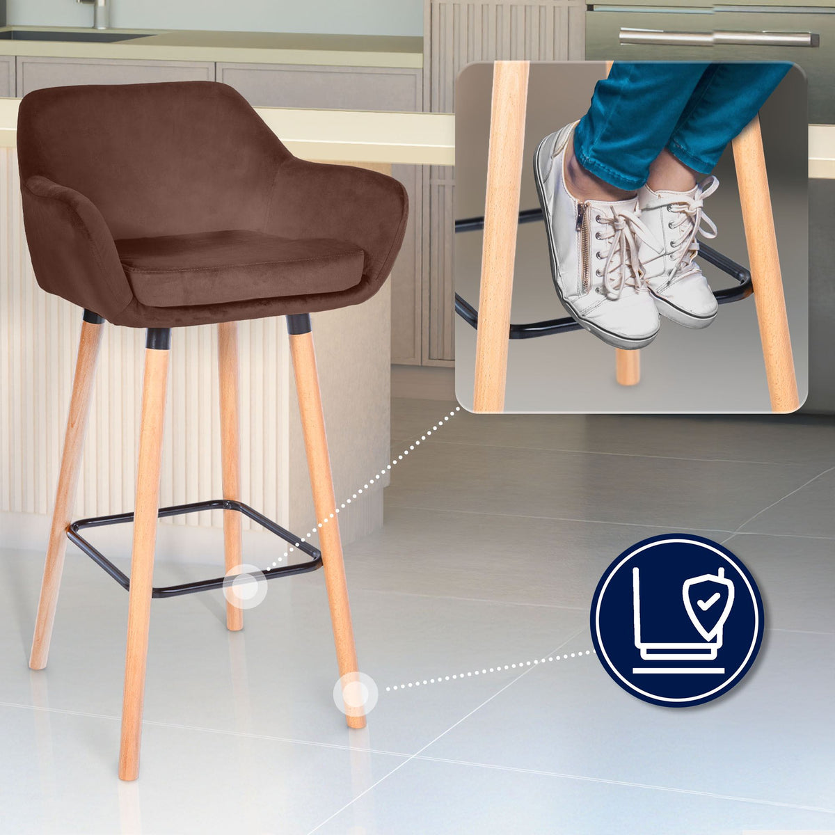 Barkruk Grant Fluweel koffie coffee