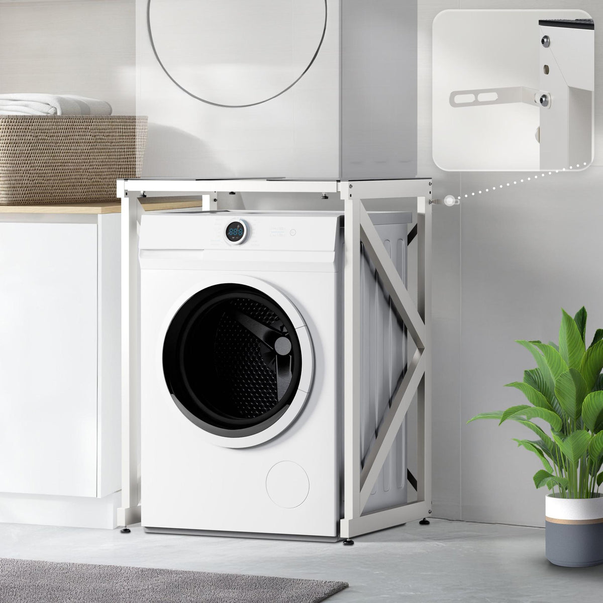 Wasmachine opbouwmeubel Caleb wit weiß
