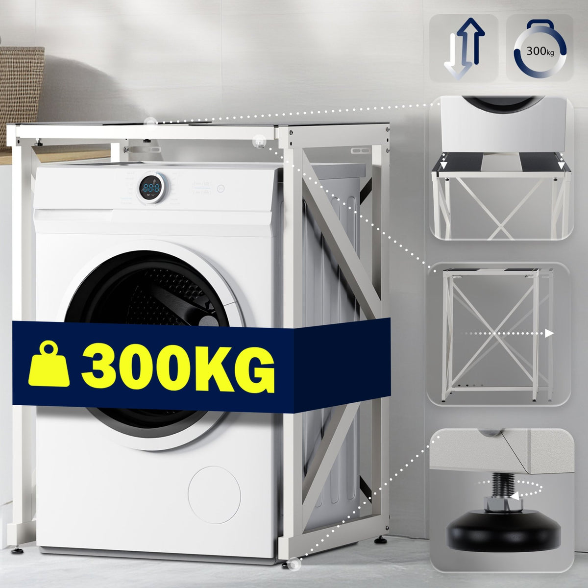 Wasmachine opbouwmeubel Caleb wit weiß