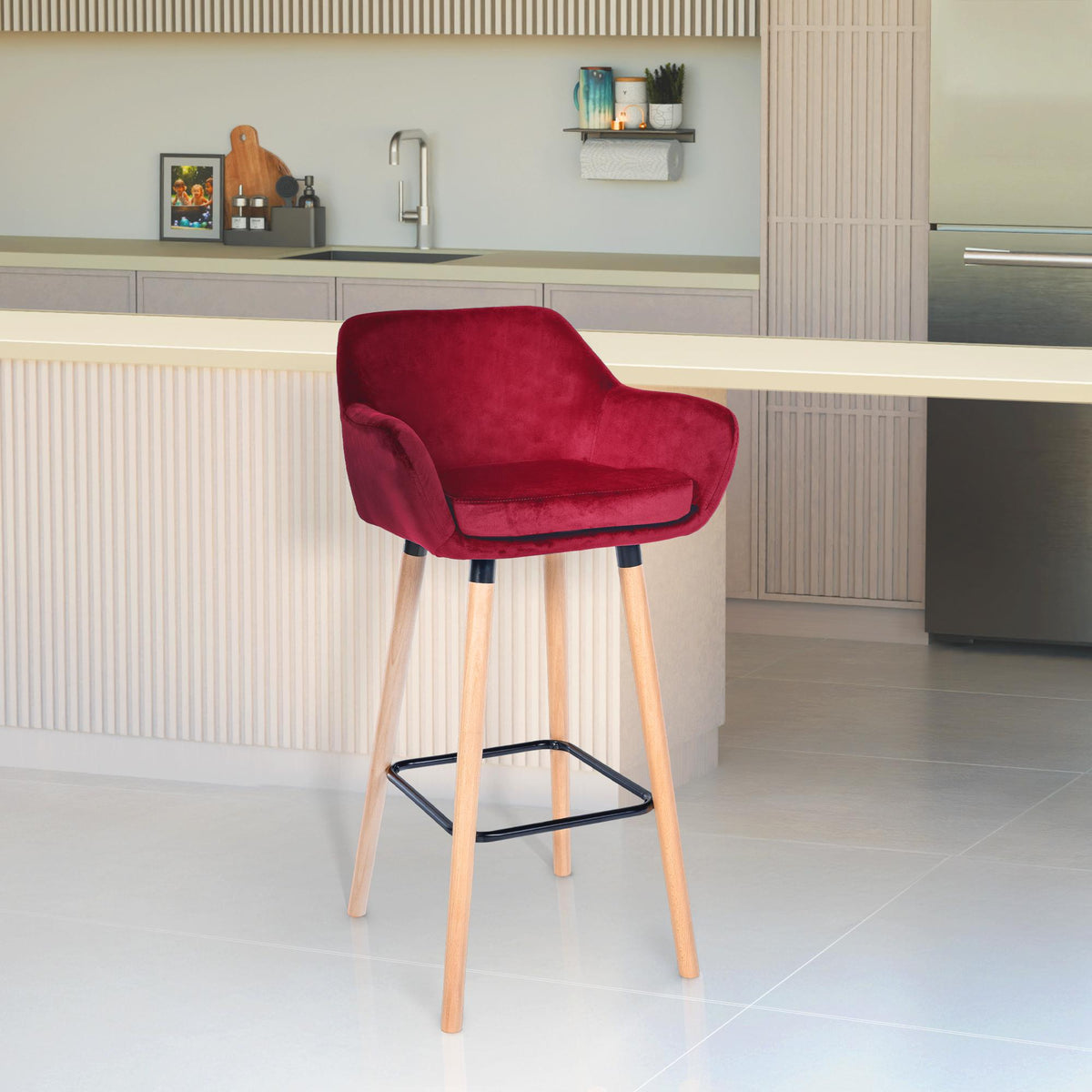 Set van 2 barkrukken Grant Fluweel rood rot