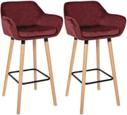 Set van 2 barkrukken Grant Fluweel rood rot