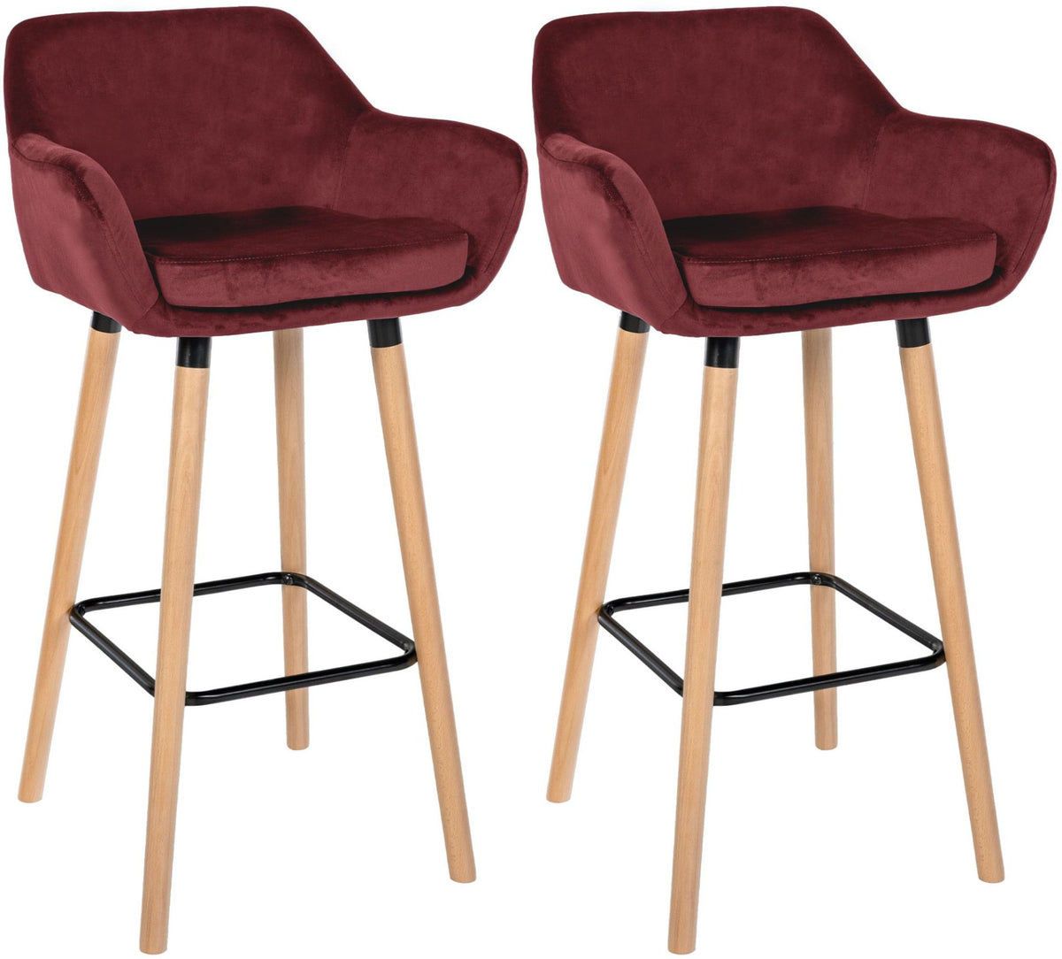 Set van 2 barkrukken Grant Fluweel rood rot
