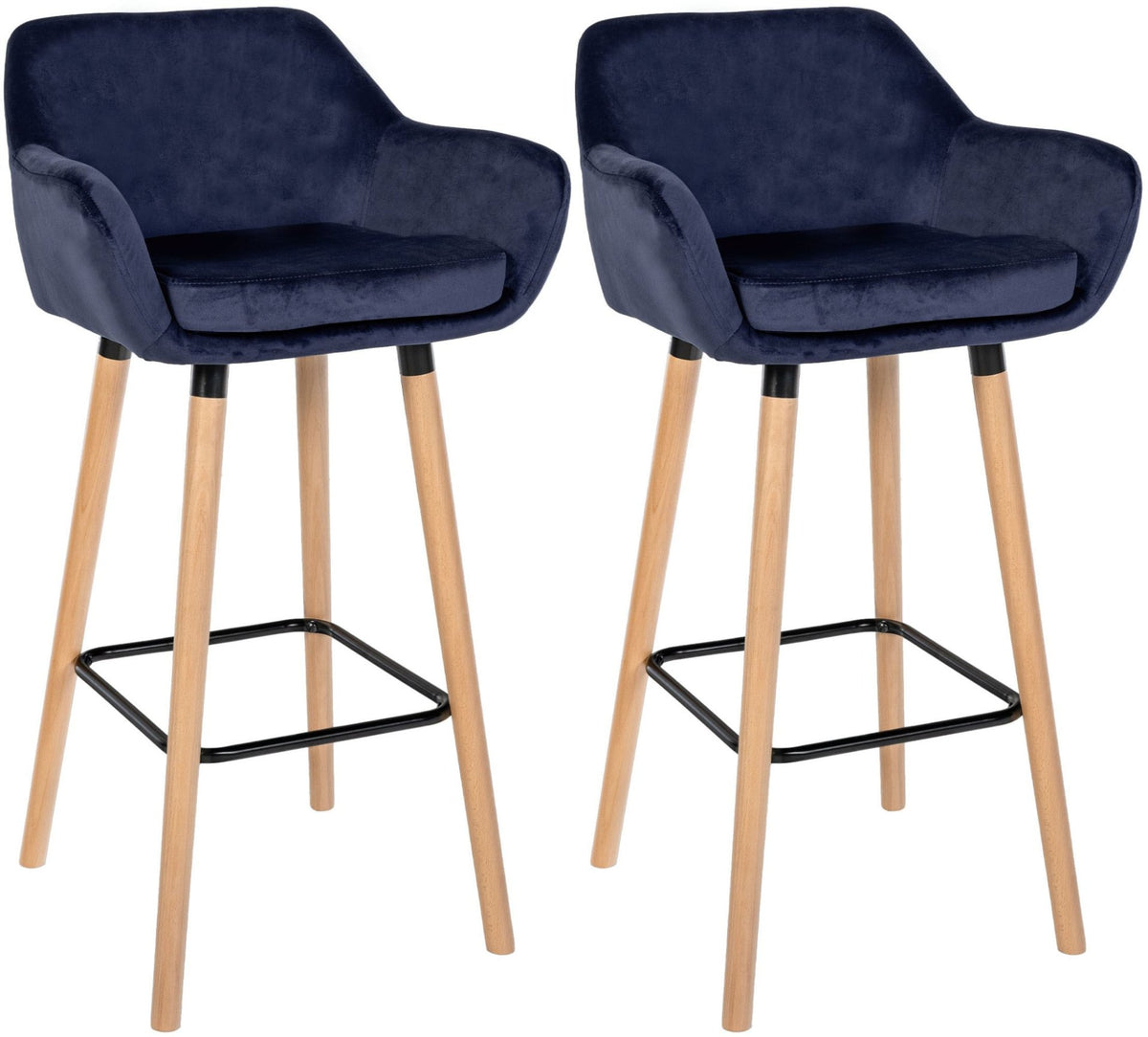 Set van 2 barkrukken Grant Fluweel donkerblauw dunkelblau