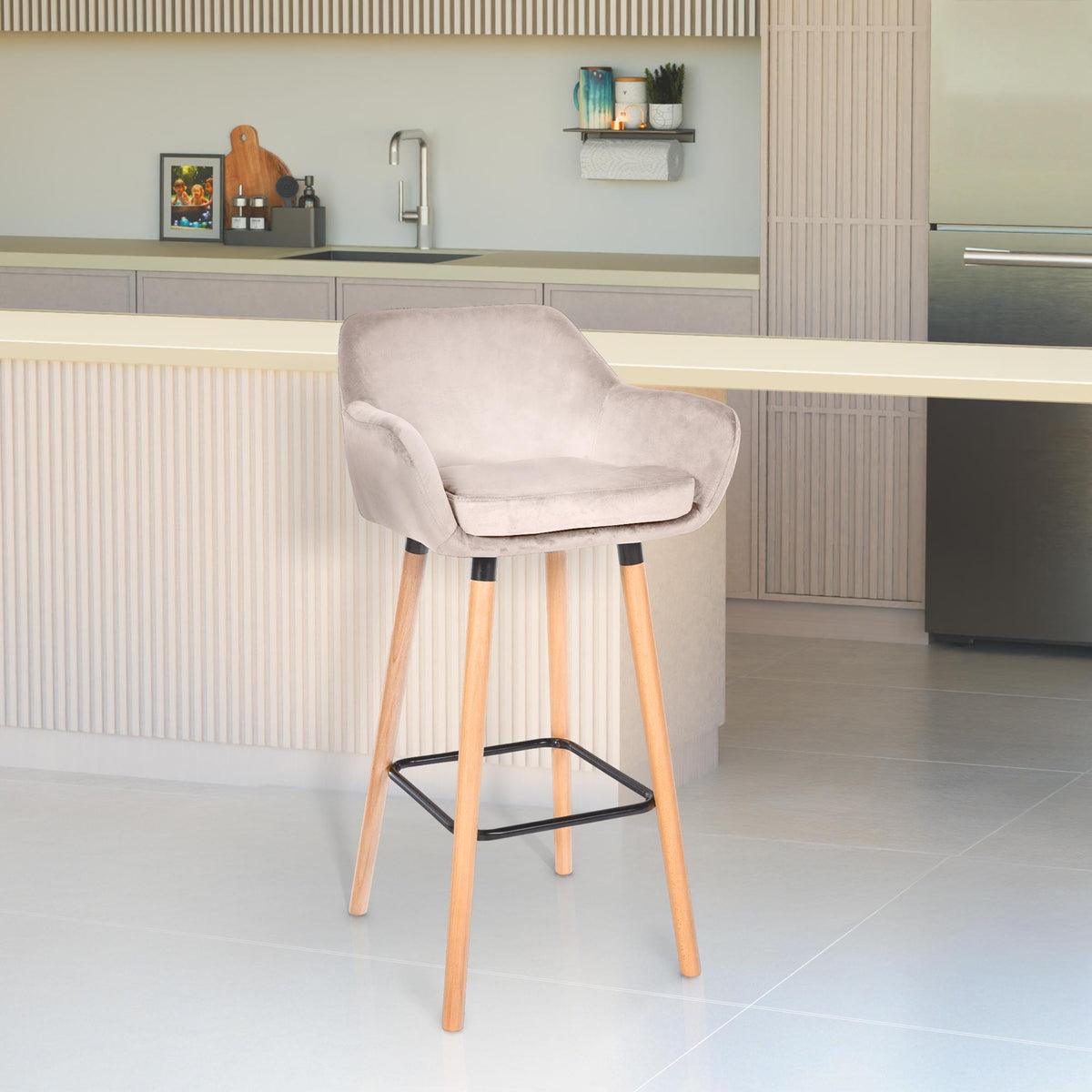 Set van 2 barkrukken Grant Fluweel creme creme