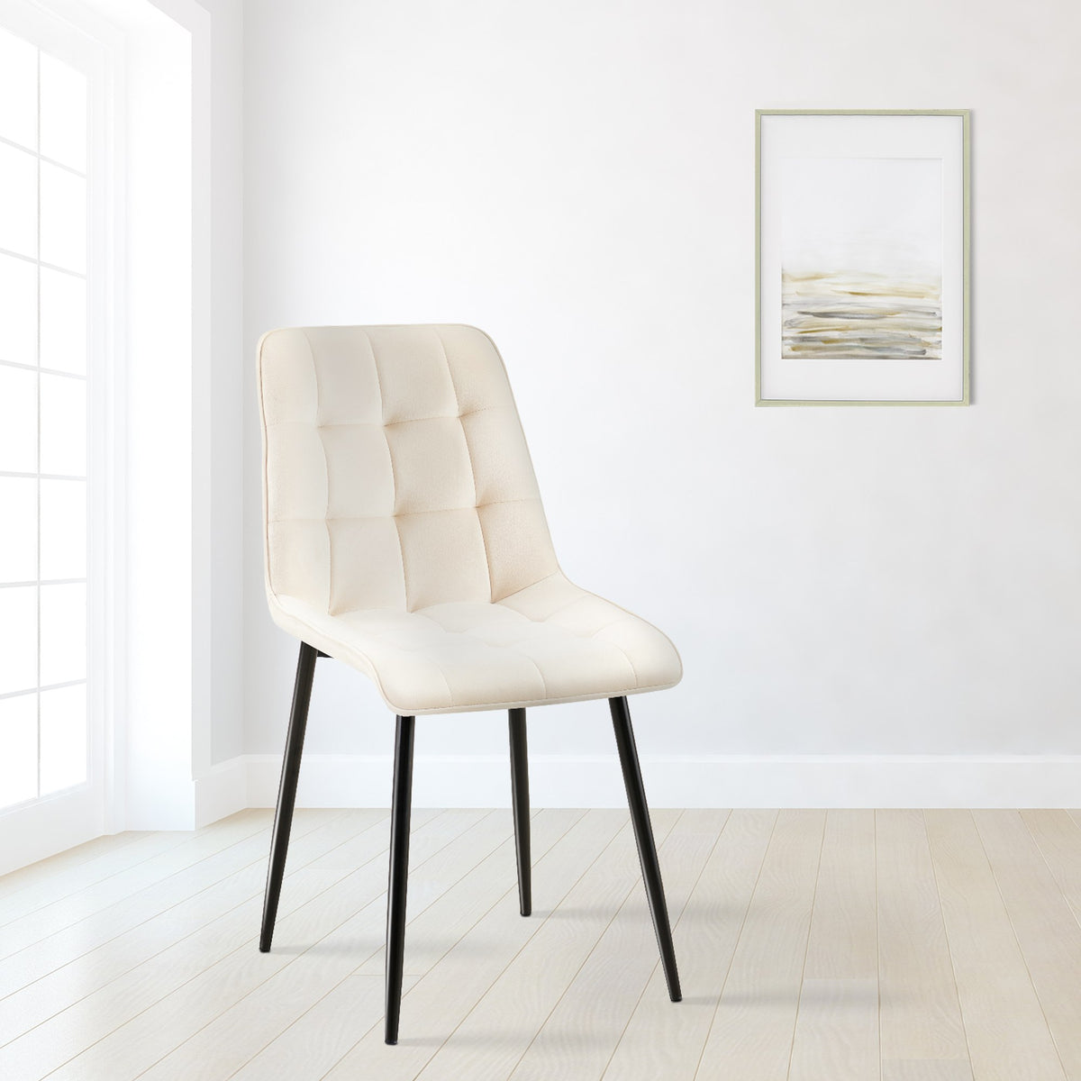 Set van 2 eetkamerstoelen Gifford fluweel creme,Fluweel creme