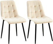 Set van 2 eetkamerstoelen Gifford fluweel creme,Fluweel creme