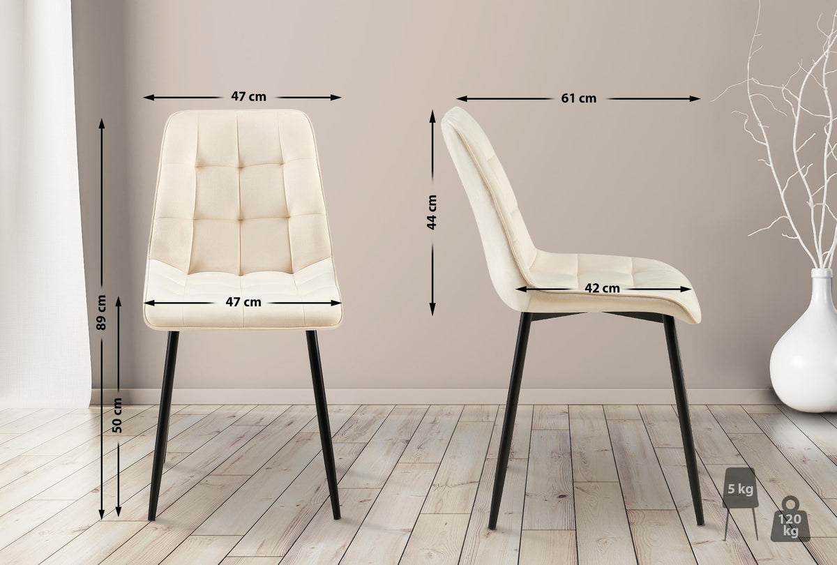 Set van 2 eetkamerstoelen Gifford fluweel creme,Fluweel creme