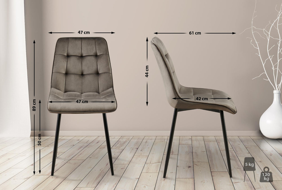 Set van 2 eetkamerstoelen Gifford fluweel antraciet,Fluweel anthrazit
