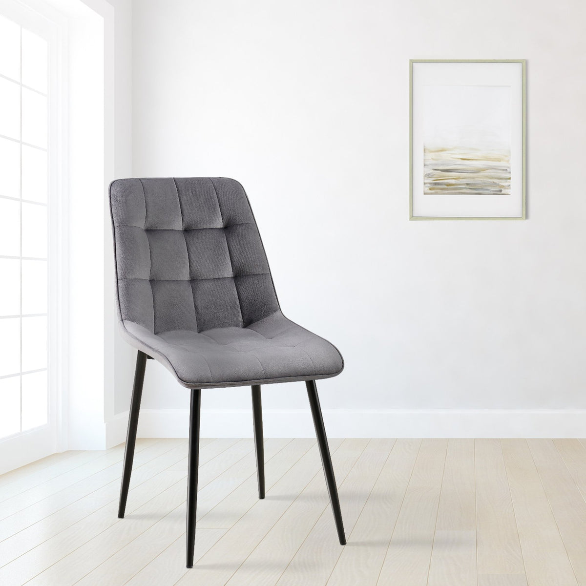Set van 2 eetkamerstoelen Gifford fluweel donkergrijs,Fluweel dunkelgrau