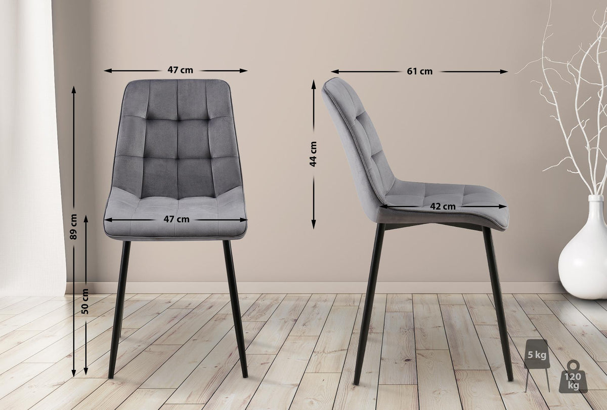 Set van 2 eetkamerstoelen Gifford fluweel donkergrijs,Fluweel dunkelgrau