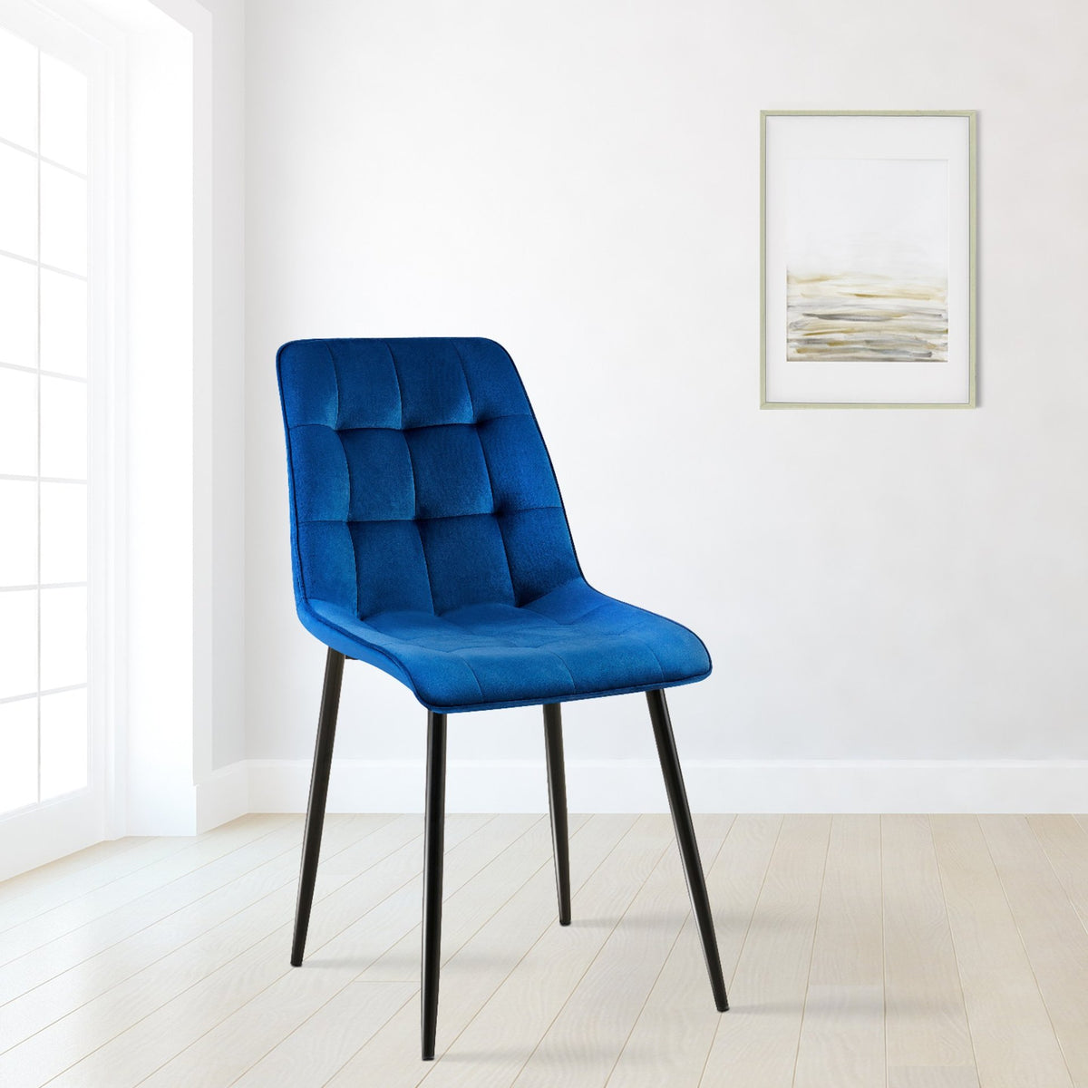 Set van 2 eetkamerstoelen Gifford fluweel donkerblauw,Fluweel dunkelblau
