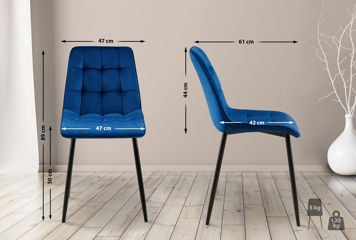 Set van 2 eetkamerstoelen Gifford fluweel donkerblauw,Fluweel dunkelblau