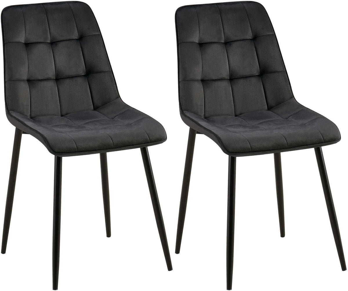 Set van 2 eetkamerstoelen Gifford fluweel zwart,Fluweel schwarz