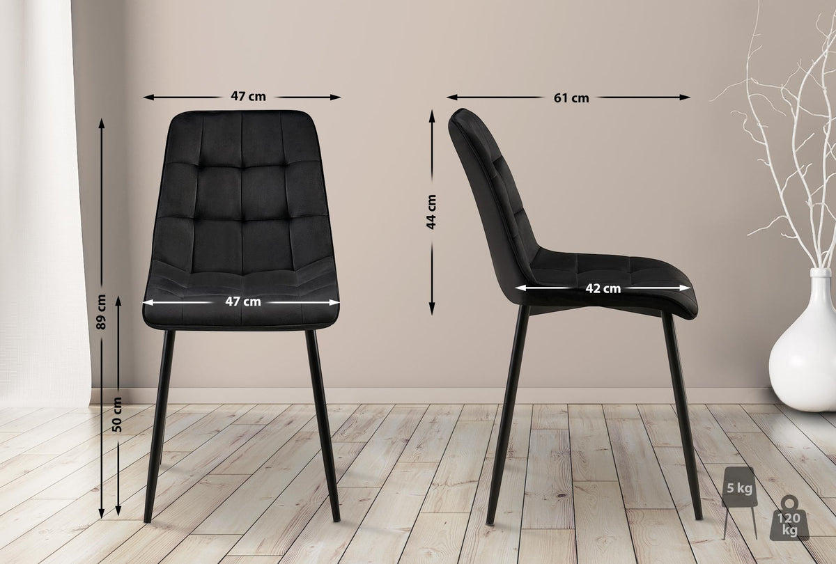 Set van 2 eetkamerstoelen Gifford fluweel zwart,Fluweel schwarz