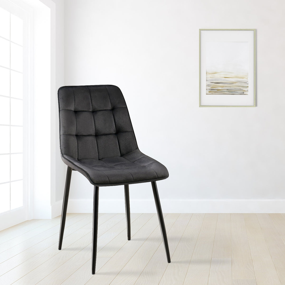 Set van 2 eetkamerstoelen Gifford fluweel zwart,Fluweel schwarz