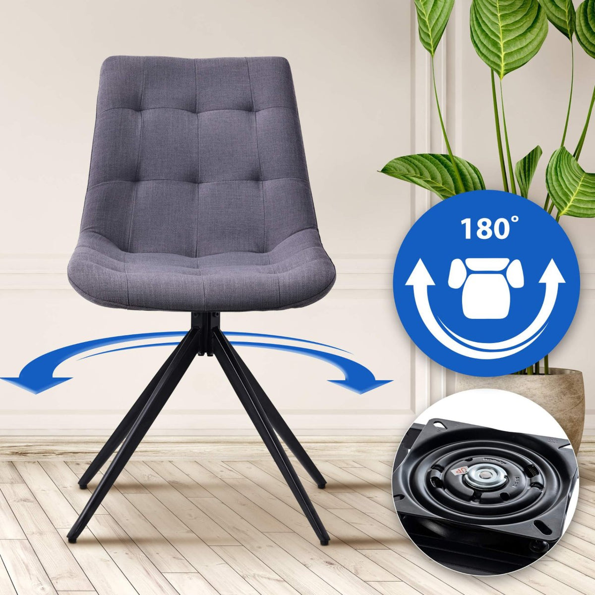 Set van 2 eetkamerstoelen Merna donkergrijs,Stof dunkelgrau