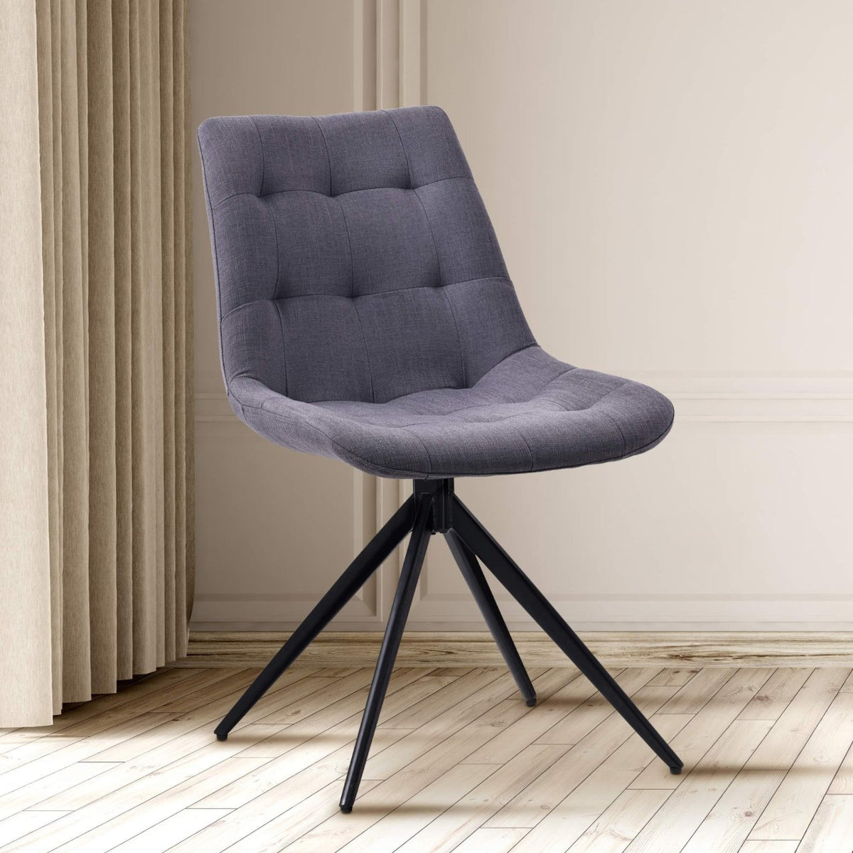 Set van 2 eetkamerstoelen Merna donkergrijs,Stof dunkelgrau