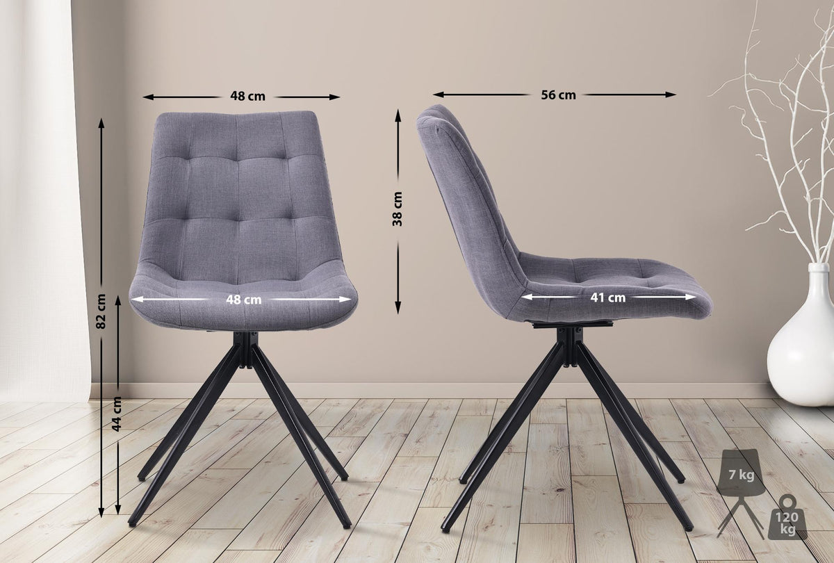 Set van 2 eetkamerstoelen Merna donkergrijs,Stof dunkelgrau
