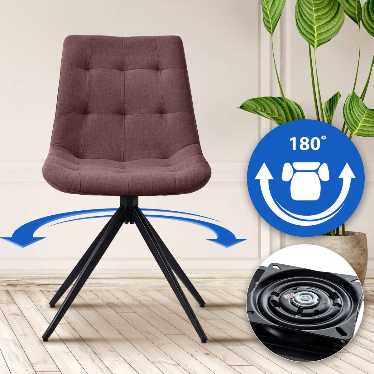 Set van 2 eetkamerstoelen Merna bruin,Stof braun