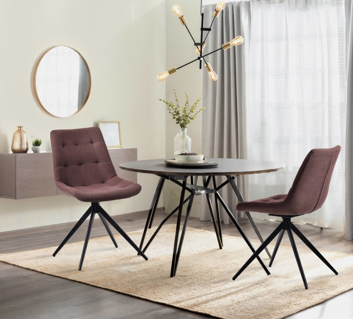 Set van 2 eetkamerstoelen Merna bruin,Stof braun