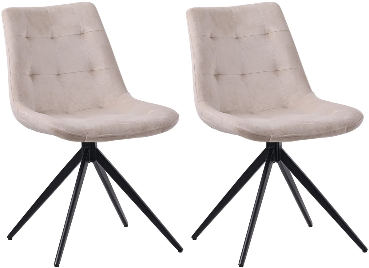 Set van 2 eetkamerstoelen Merna creme,Fluweel creme