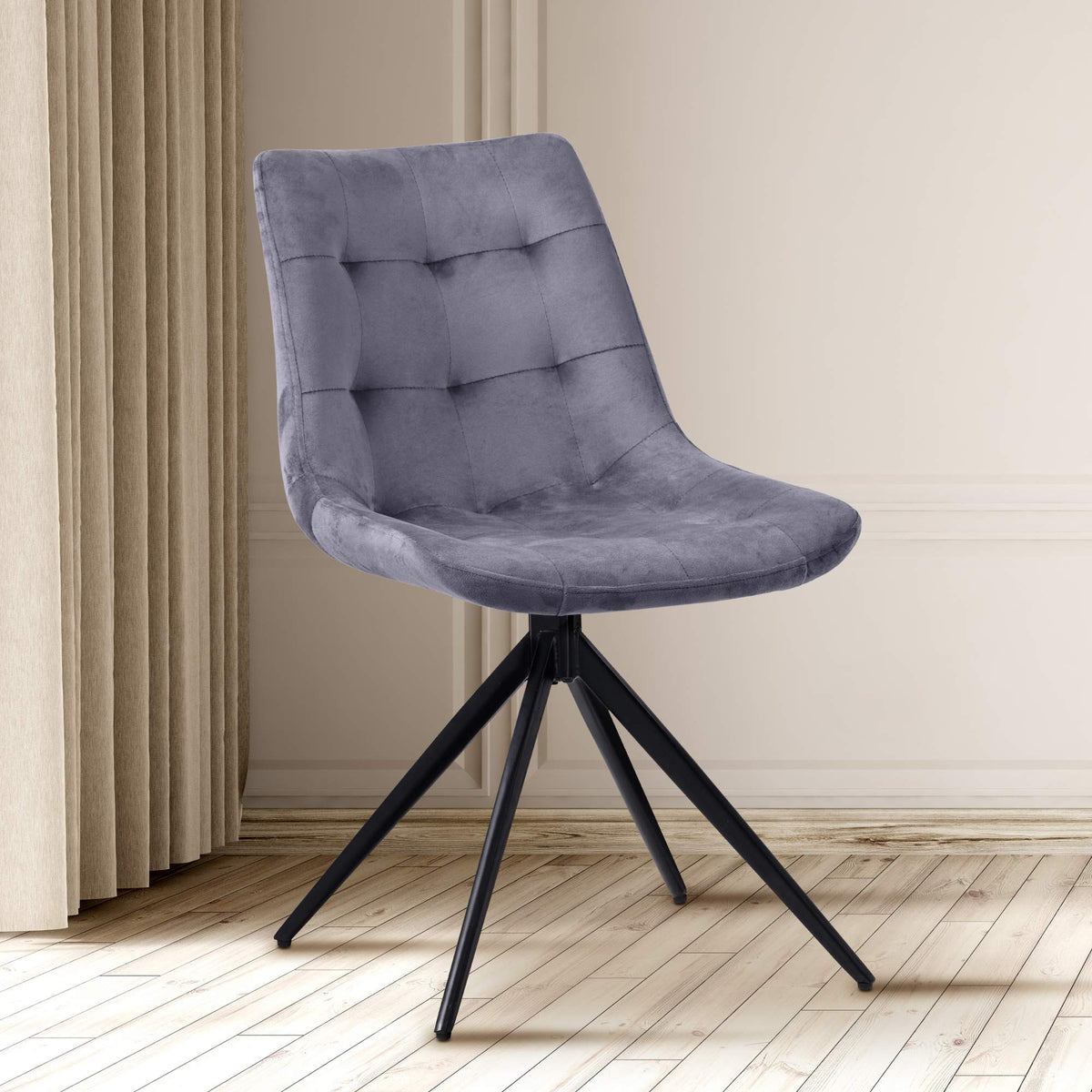 Set van 2 eetkamerstoelen Merna donkergrijs,Fluweel dunkelgrau