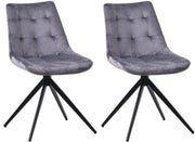 Set van 2 eetkamerstoelen Merna donkergrijs,Fluweel dunkelgrau