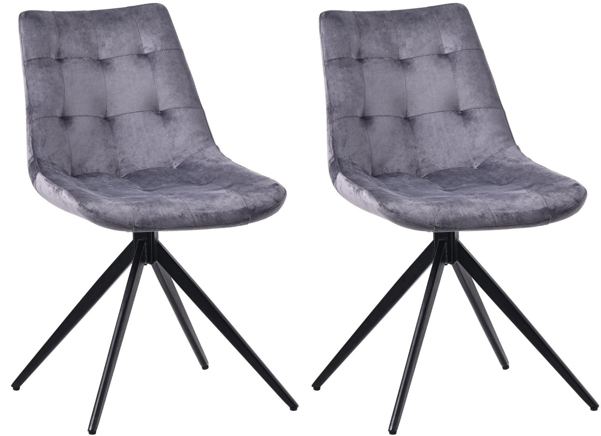 Set van 2 eetkamerstoelen Merna donkergrijs,Fluweel dunkelgrau