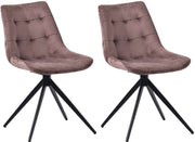 Set van 2 eetkamerstoelen Merna bruin,Fluweel braun