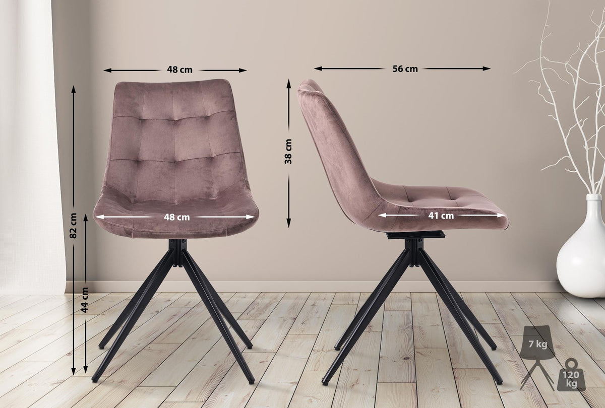 Set van 2 eetkamerstoelen Merna bruin,Fluweel braun
