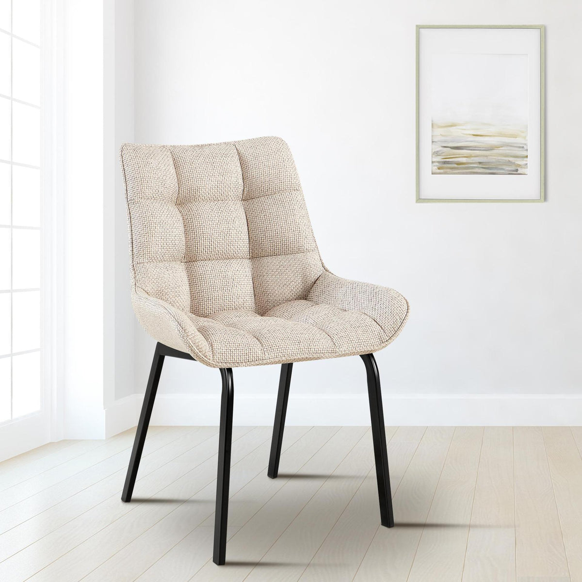 Set van 2 eetkamerstoelen Saranda ivoor,Stof elfenbein